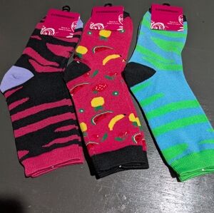 Everbright 3ct Ladies Calf Socks Vibrant Colors NWT Size 9-11
